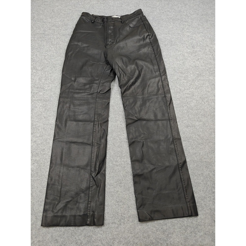 House Of CB Pants Womens Medium Black Faux Leather Straight Leg Lined Dress